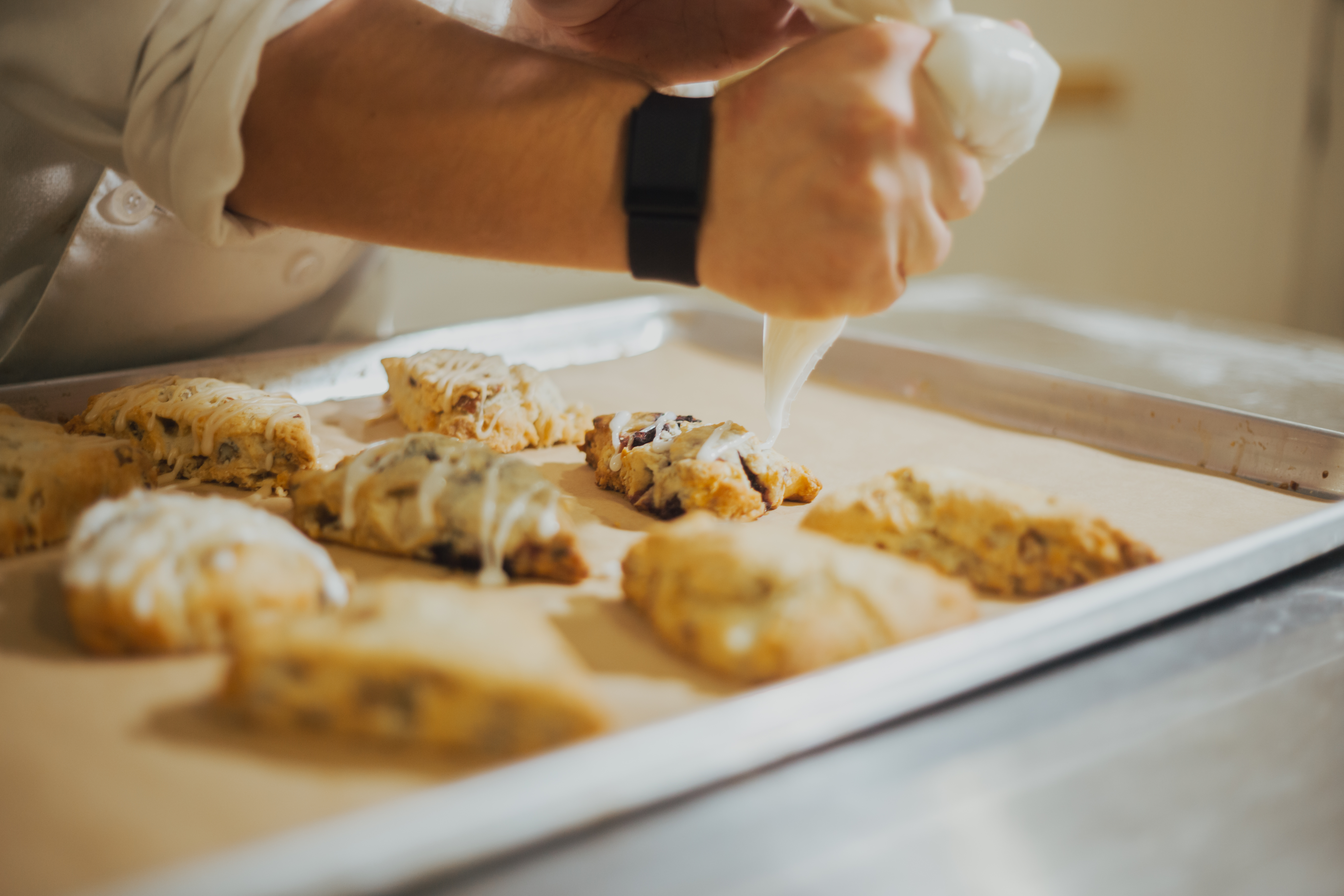 Close-up icing scones